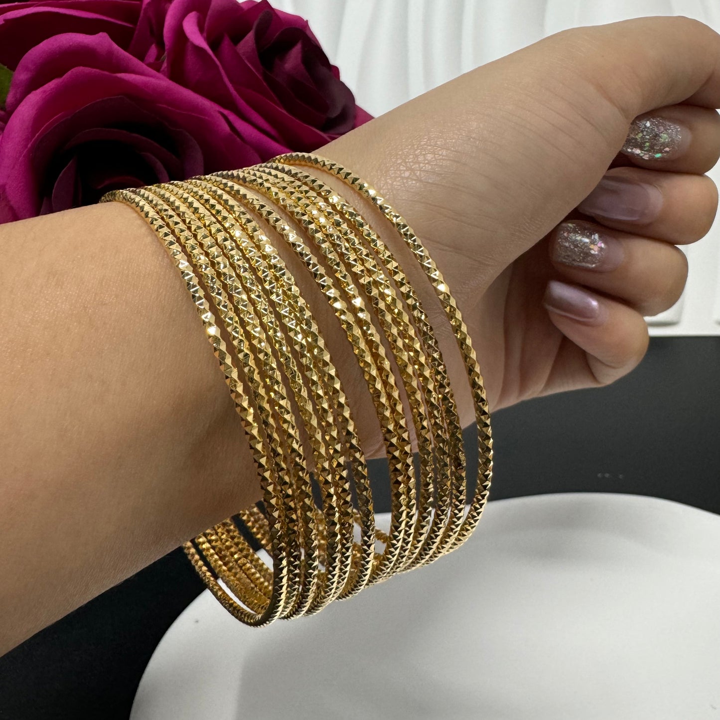 12pcs/bag 2.8inch 24KGP big size thin copper bangles