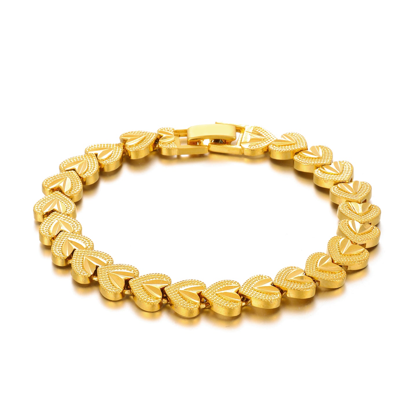 MY1546 24K Gold-Plated Heart-Shaped Copper Bracelet for Women