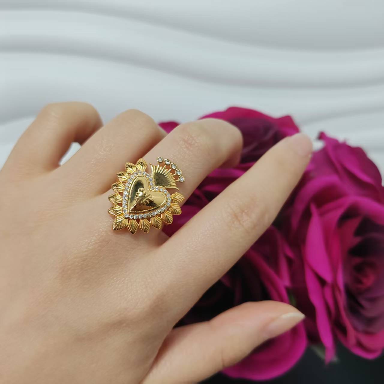 3PCS/bag 24k gold plated copper ring adjustable size