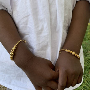 2Pcs/Lot Girls Jewelry Gold Plated Adjustable Beads Bracelet Bangle Birthday Present for Kid Baby Toddlers