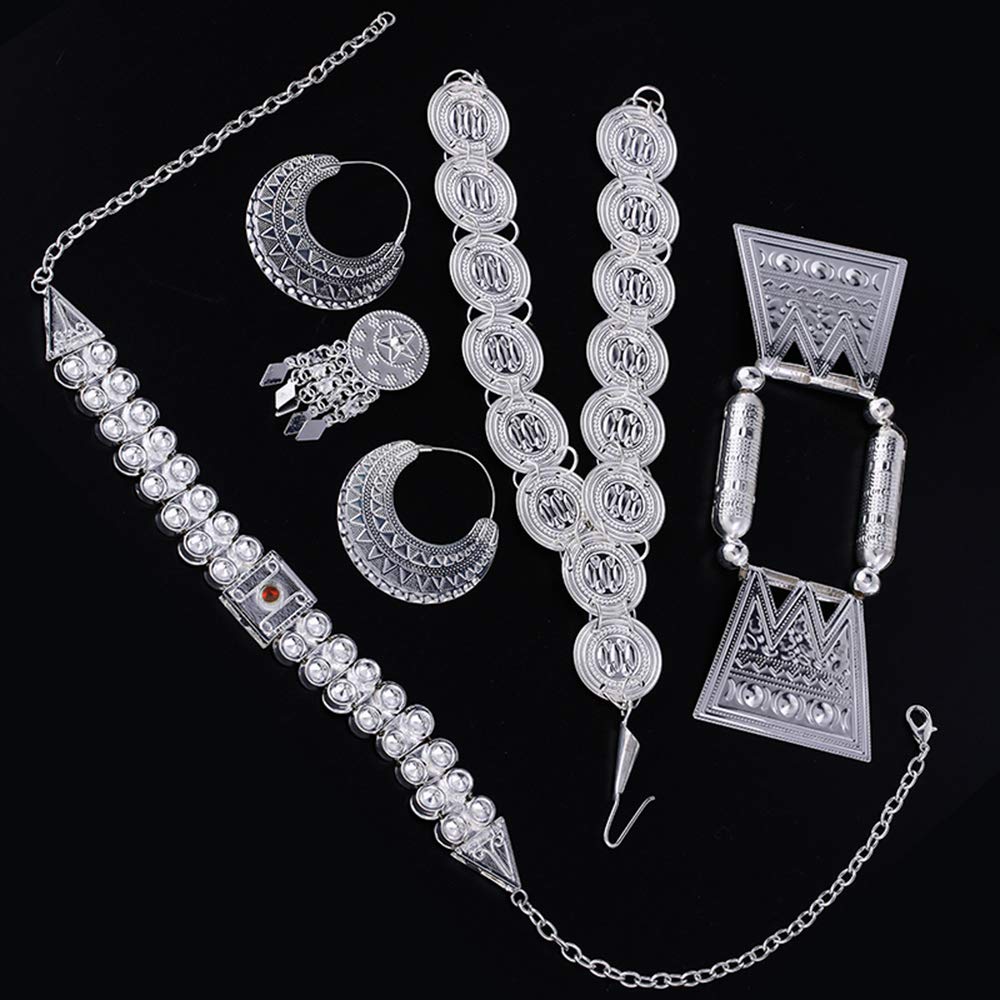 Sliver Color Red Stone Eritrean Traditional Wedding Jewelry Sets Bridal Gifts for Women