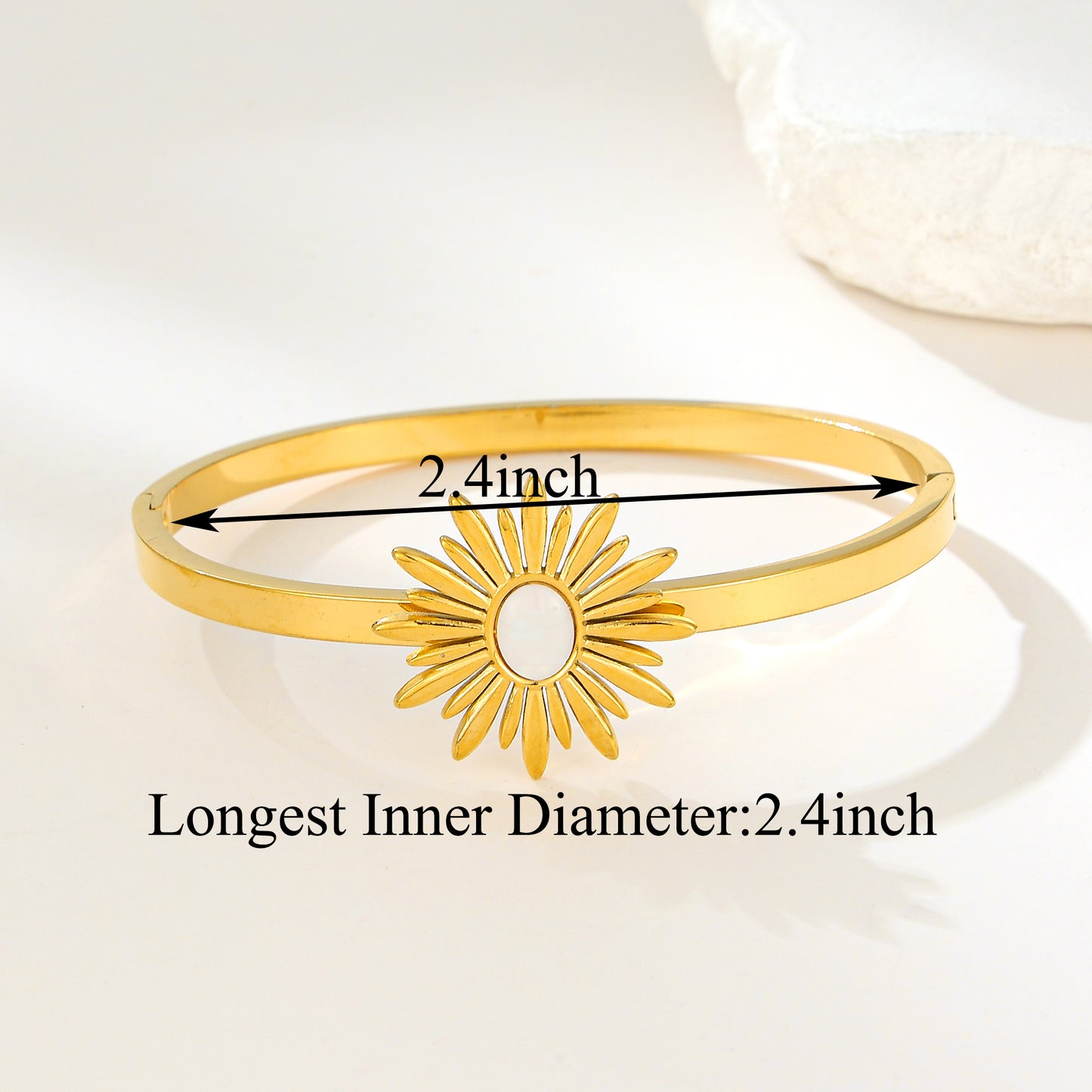 MY2139 Stainless Steel Openable Bangle with Sun-Shaped Design (2.4inch)