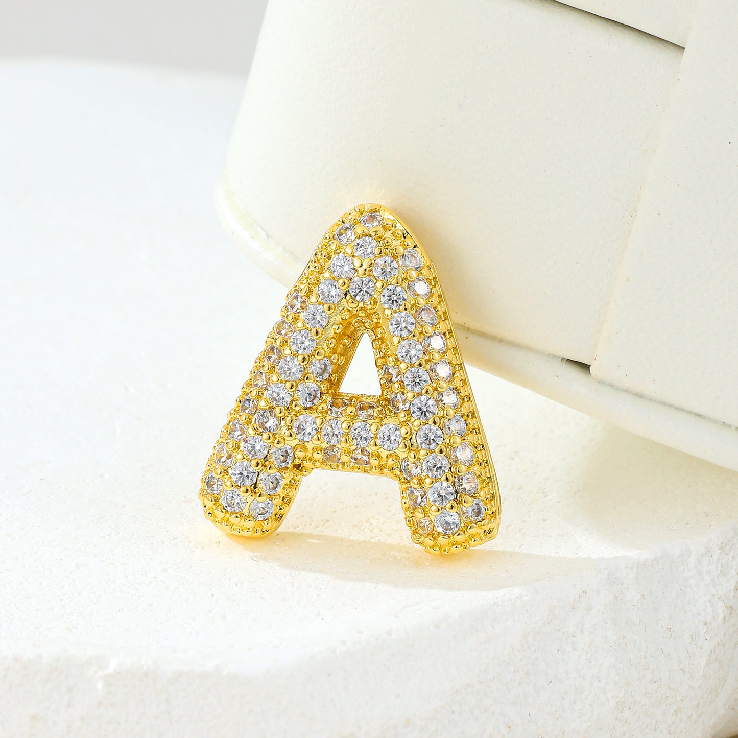 MY2044 Gold-Plated Copper Alphabets Pendants with Zircon Design