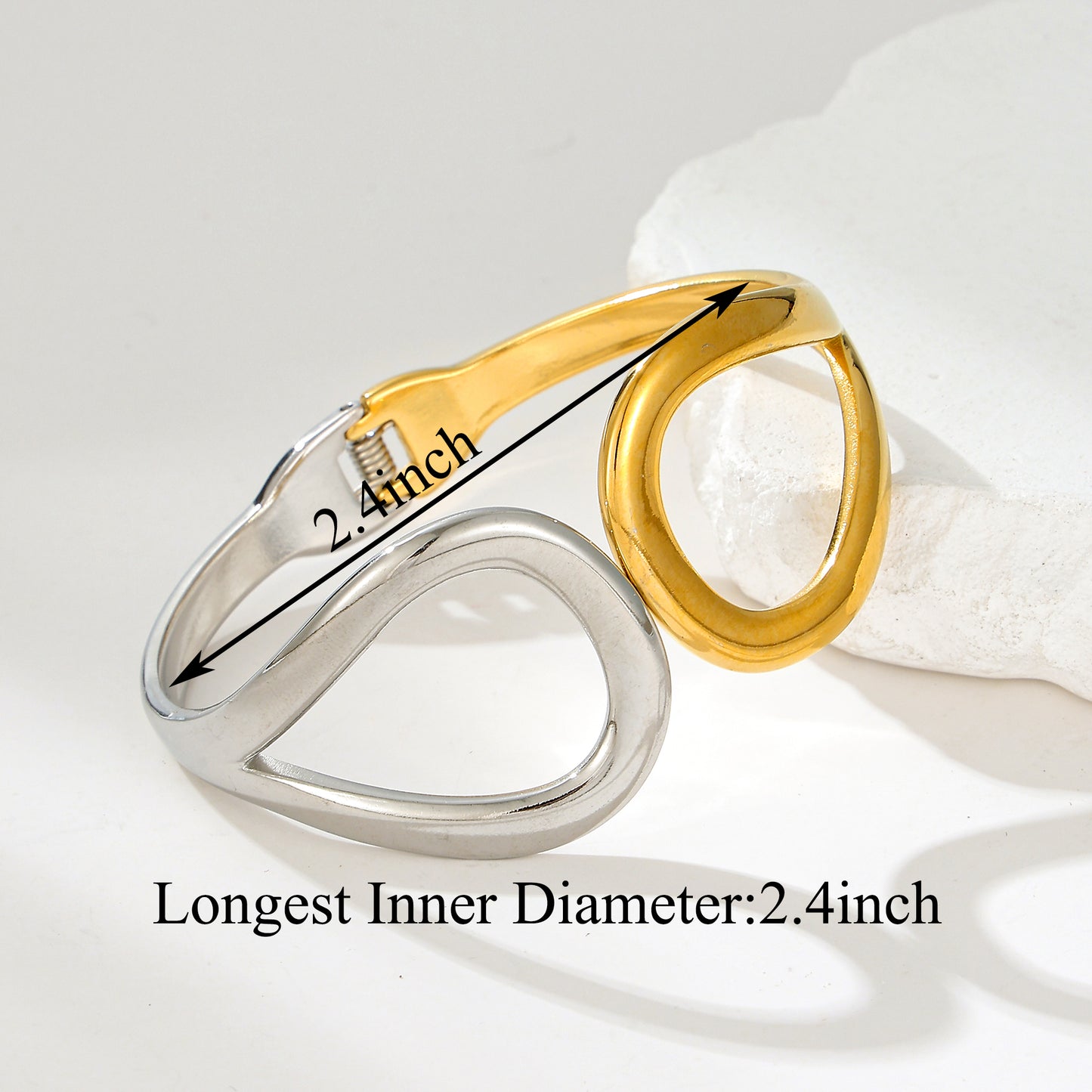 MY2148 Stainless Steel Openable Bangle with Two Color Design (2.4inch)