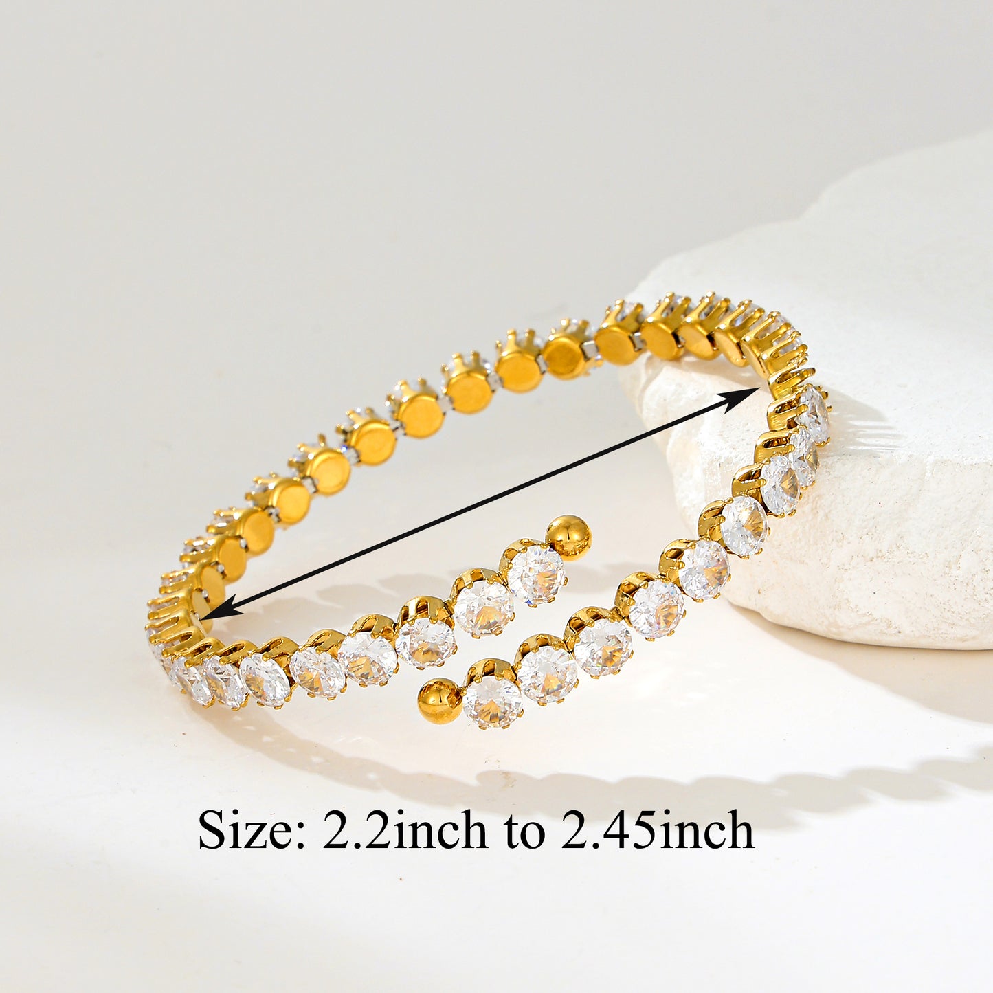 MY2142 Stainless Steel Openable Bangle with Zircon Design