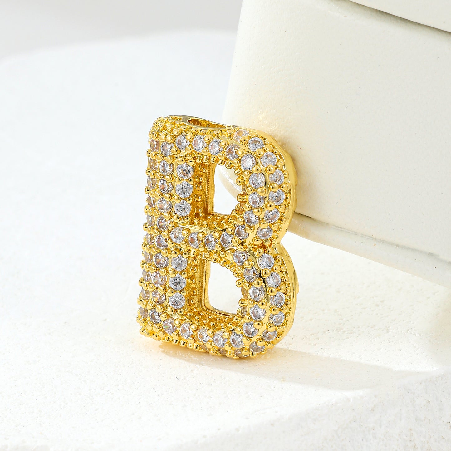 MY2044 Gold-Plated Copper Alphabets Pendants with Zircon Design