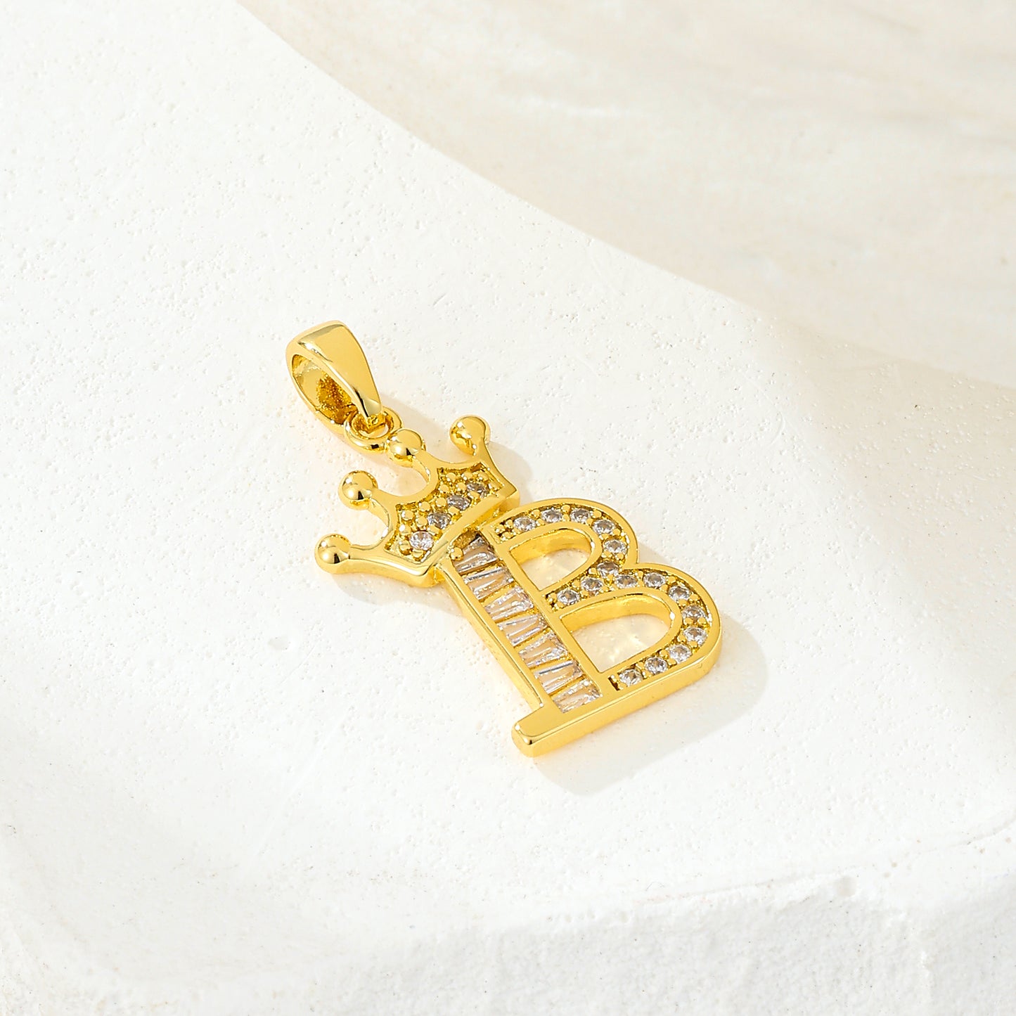MY2043 Gold-Plated Copper Alphabets Pendants with Crown Design