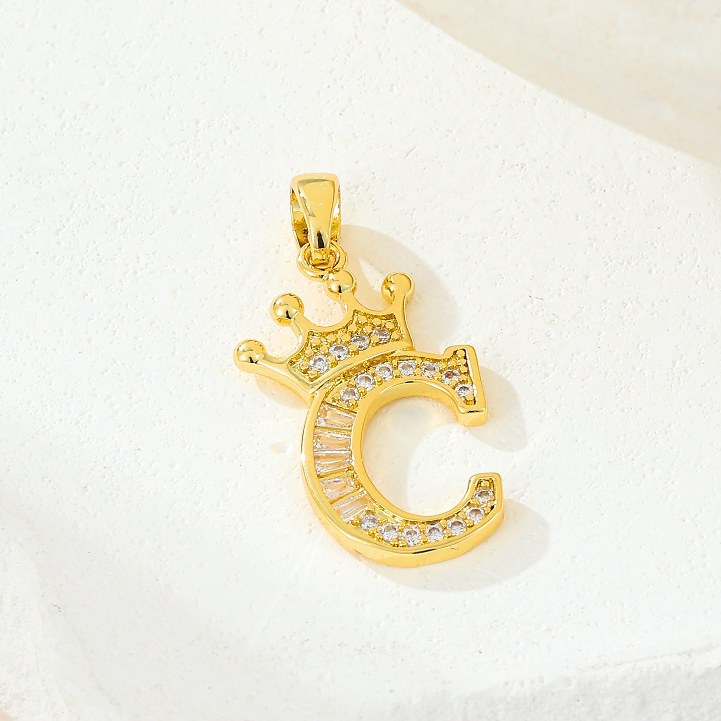 MY2043 Gold-Plated Copper Alphabets Pendants with Crown Design