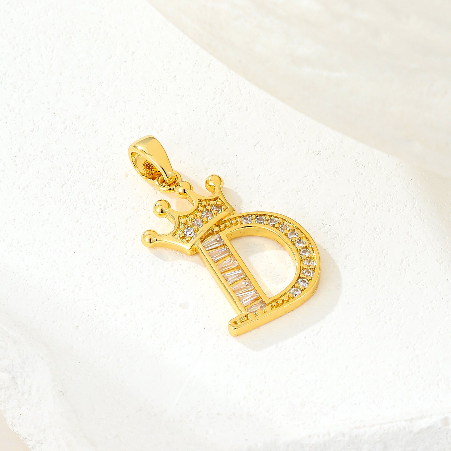 MY2043 Gold-Plated Copper Alphabets Pendants with Crown Design
