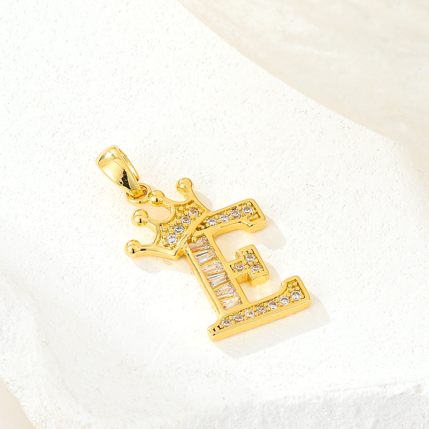 MY2043 Gold-Plated Copper Alphabets Pendants with Crown Design