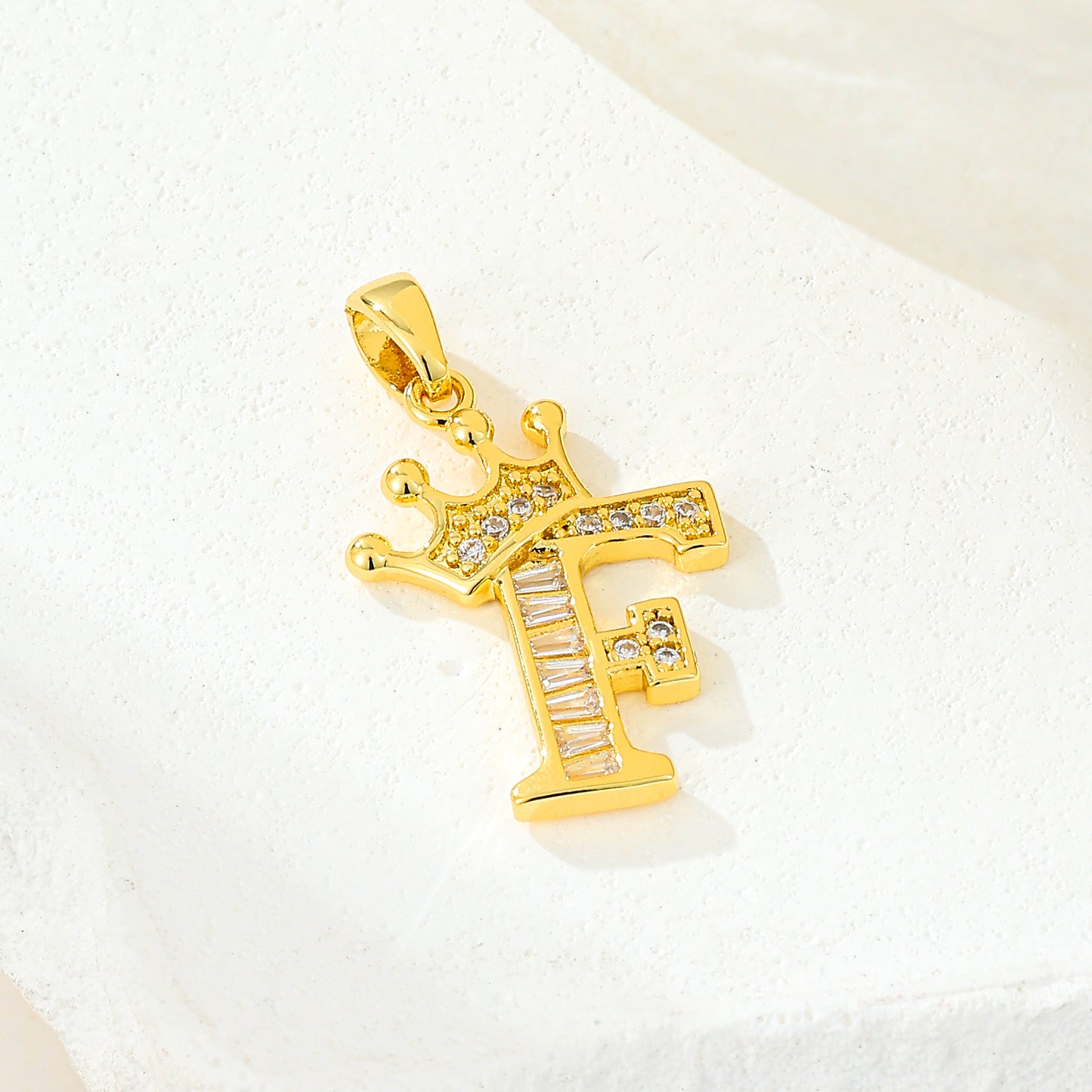 MY2043 Gold-Plated Copper Alphabets Pendants with Crown Design
