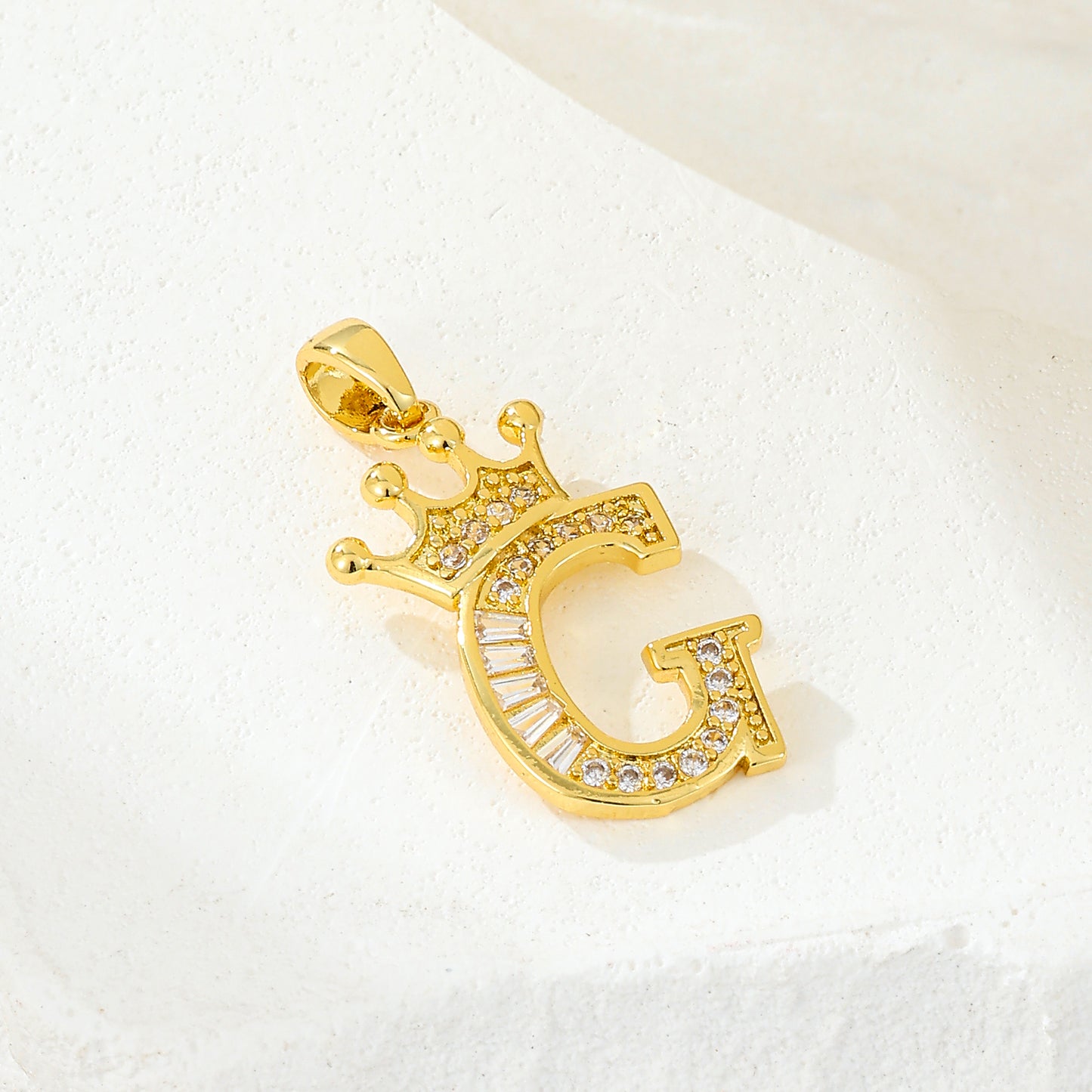 MY2043 Gold-Plated Copper Alphabets Pendants with Crown Design