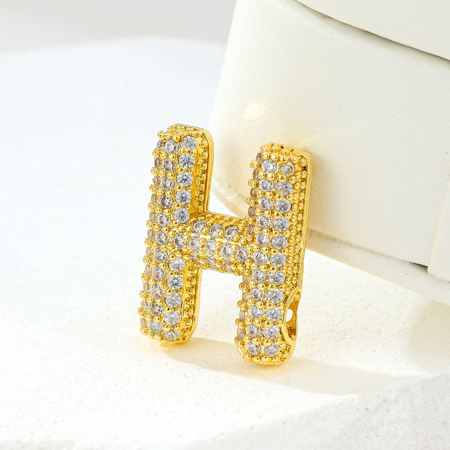 MY2044 Gold-Plated Copper Alphabets Pendants with Zircon Design