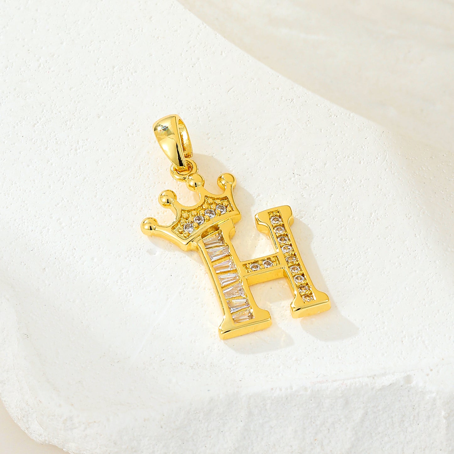 MY2043 Gold-Plated Copper Alphabets Pendants with Crown Design