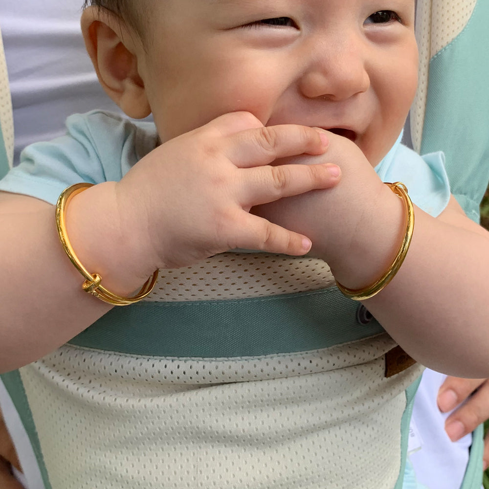 Baby Bracelets for infant 2pcs/lot 18K Gold Plated Kids Glossy Expandable Charm Bangles &bracelets toddlers jewelry