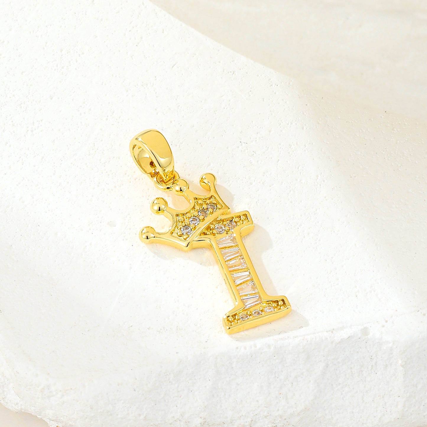 MY2043 Gold-Plated Copper Alphabets Pendants with Crown Design