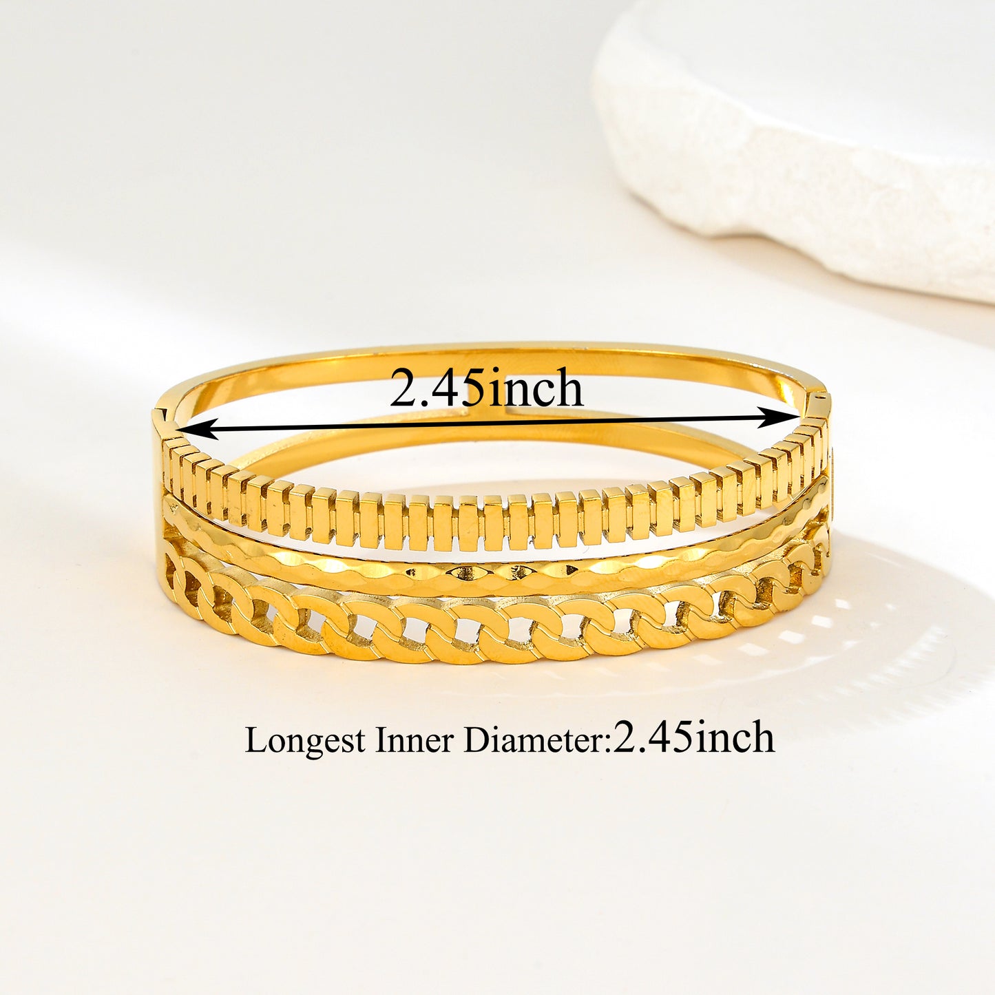 MY2156 Stainless Steel Openable Wide Bangle (2.45inch)
