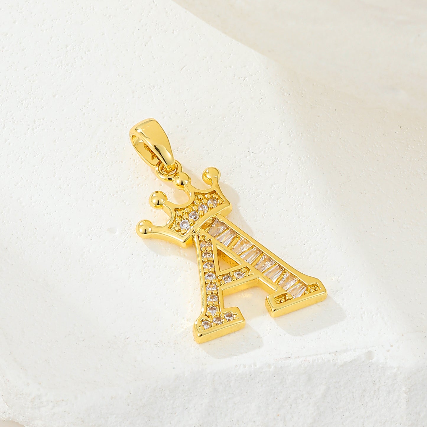 MY2043 Gold-Plated Copper Alphabets Pendants with Crown Design