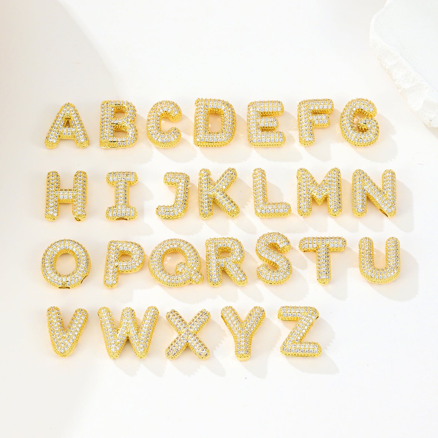 MY2044 Gold-Plated Copper Alphabets Pendants with Zircon Design