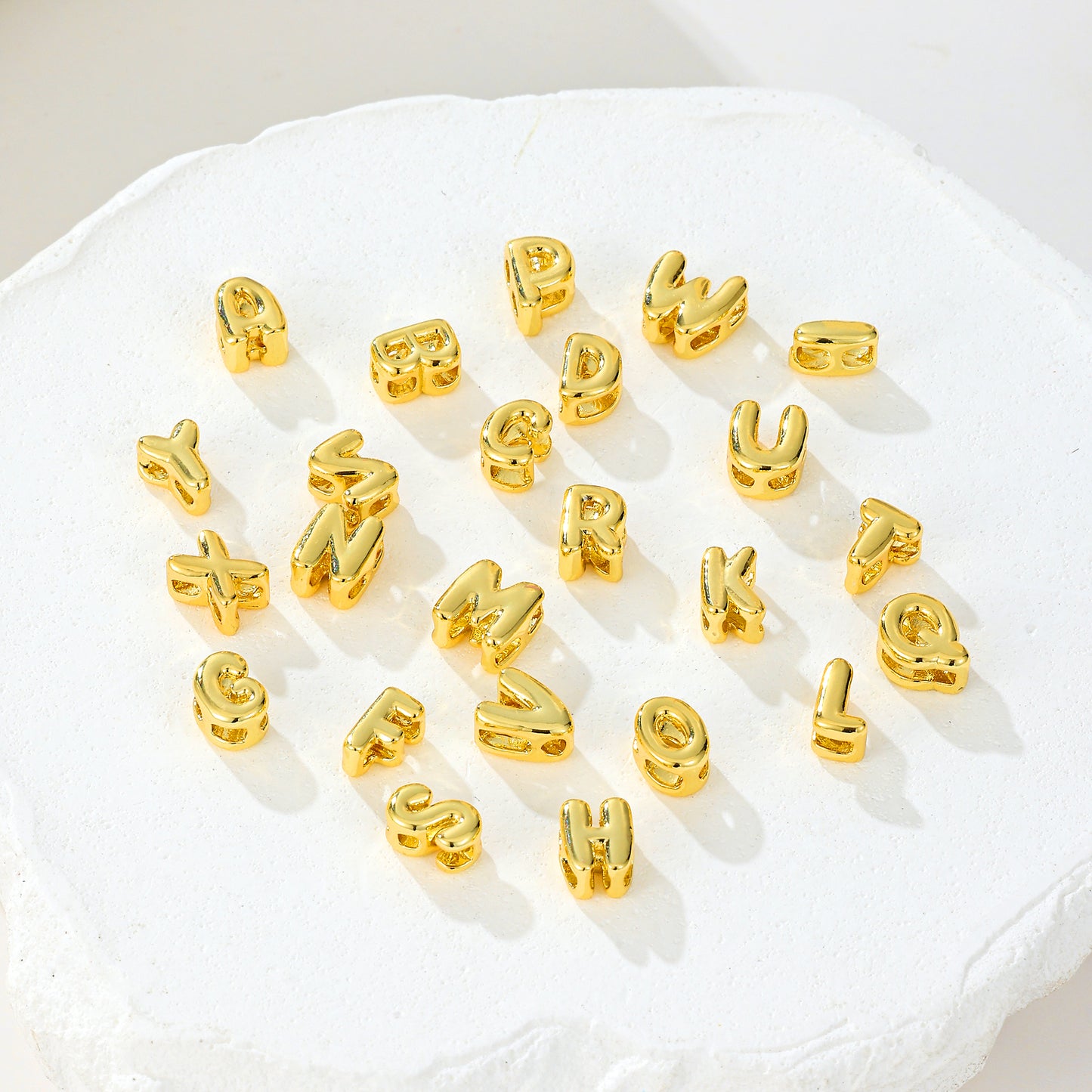 MY2046 Gold-Plated Copper Small Mini Size Letters Pendants (Polished Surface)