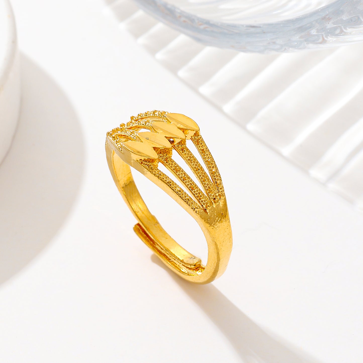 MY1748 24K Gold Plated Adjustable Copper Ring for Women