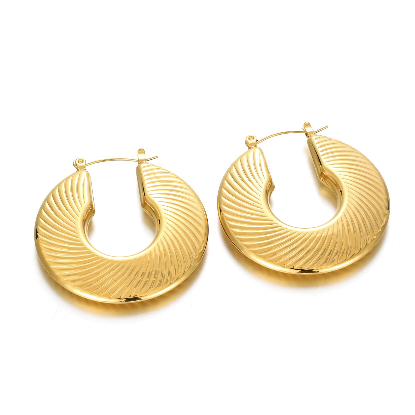 MY1572 Stainless Steel Hoop Earrings Plated with Real Gold