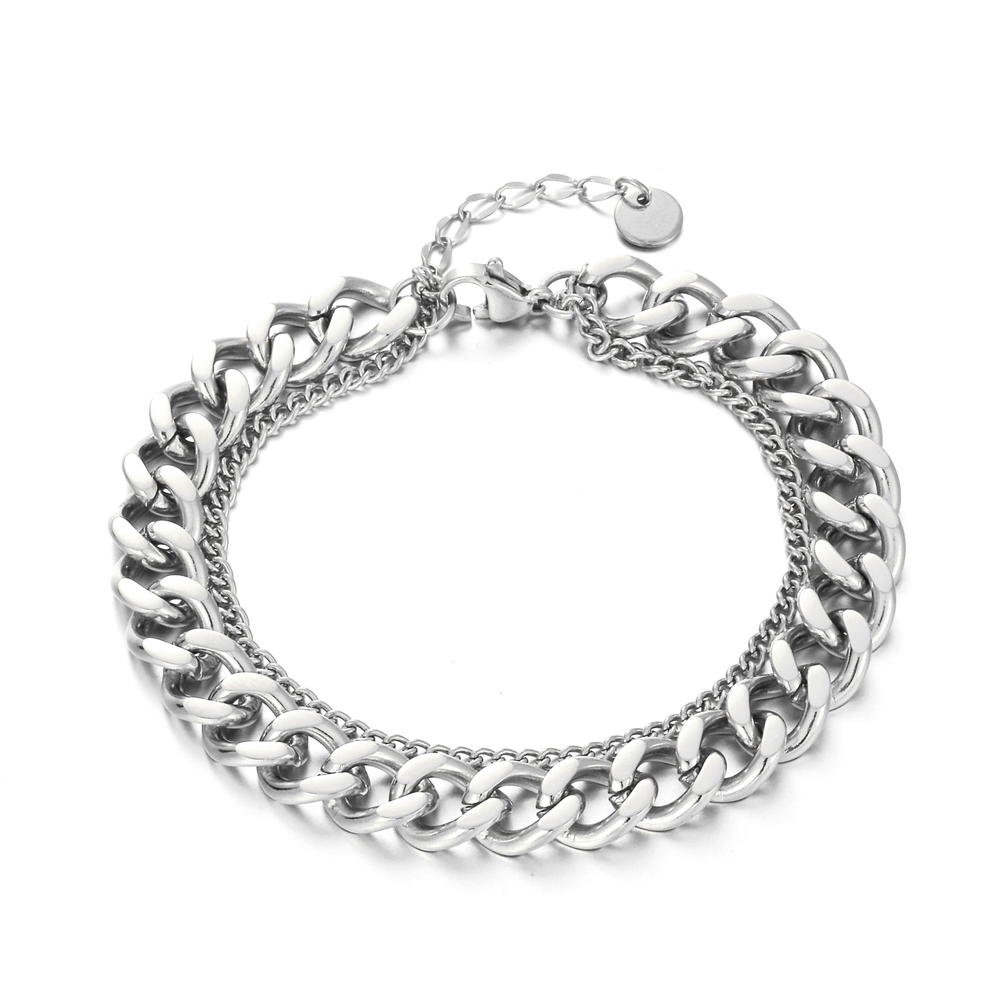 MY1581 Stainless Steel Cuban Bracelet Plated with Real Gold