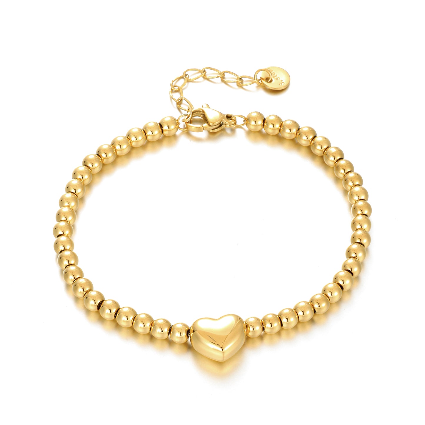 MY1578 Stainless Steel Bead Bracelet Plated with Real Gold