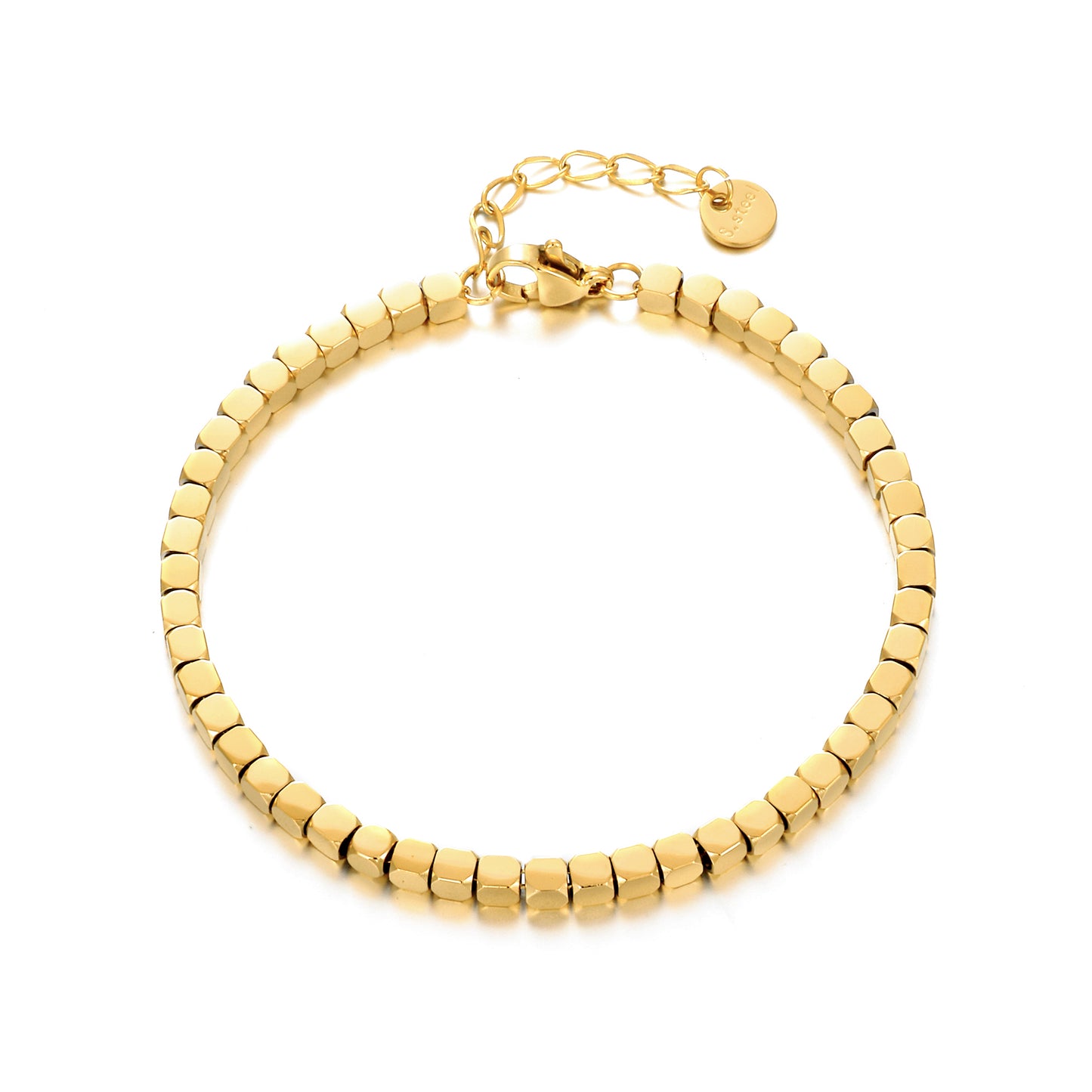 MY1579 Stainless Steel Cube-Shaped Bracelet Plated with Real Gold