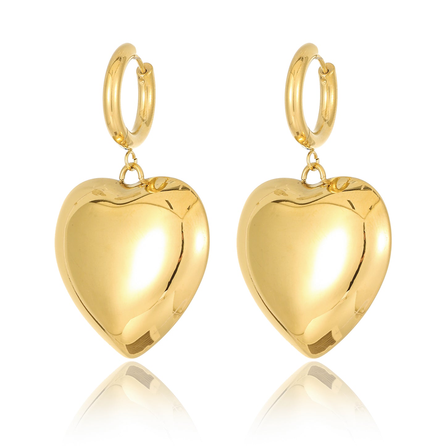 MY1586 Stainless Steel Heart-Shaped Earrings Plated with Real Gold