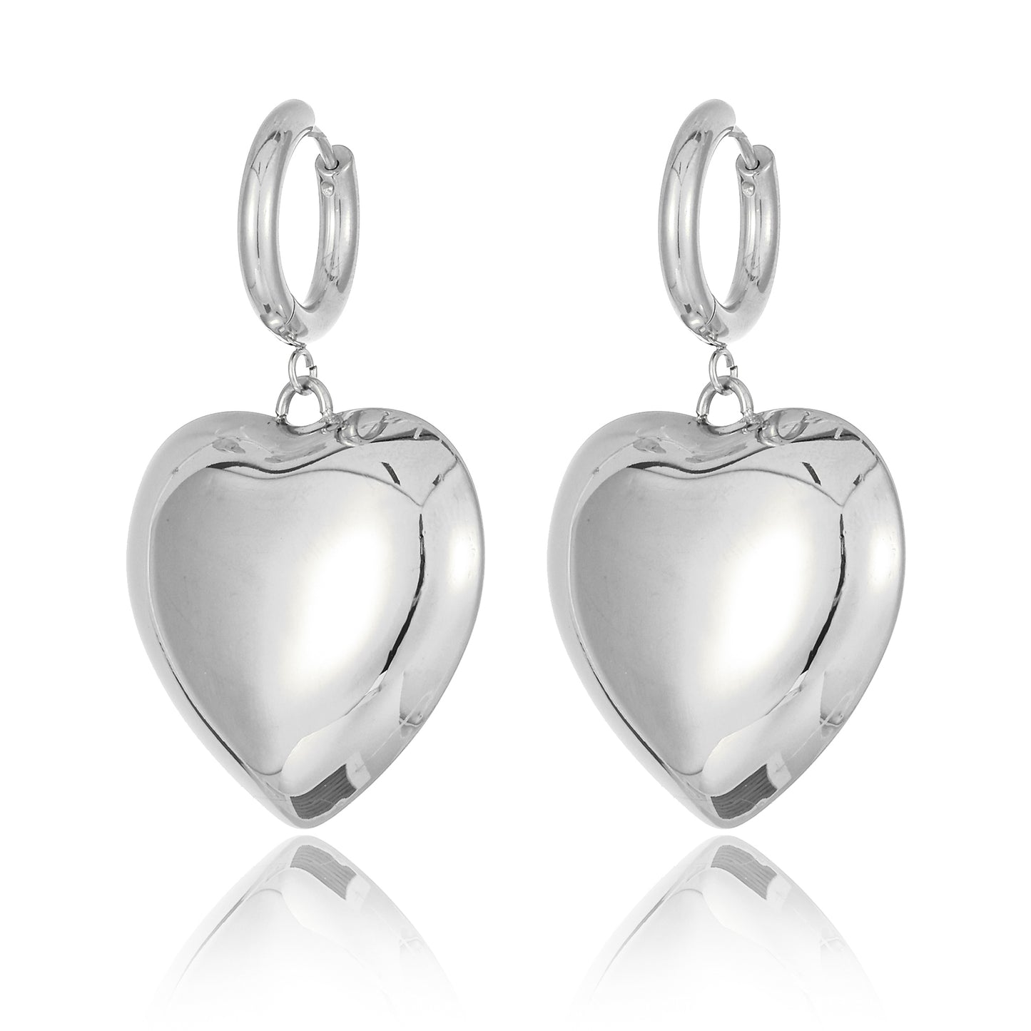MY1586 Stainless Steel Heart-Shaped Earrings Plated with Real Gold