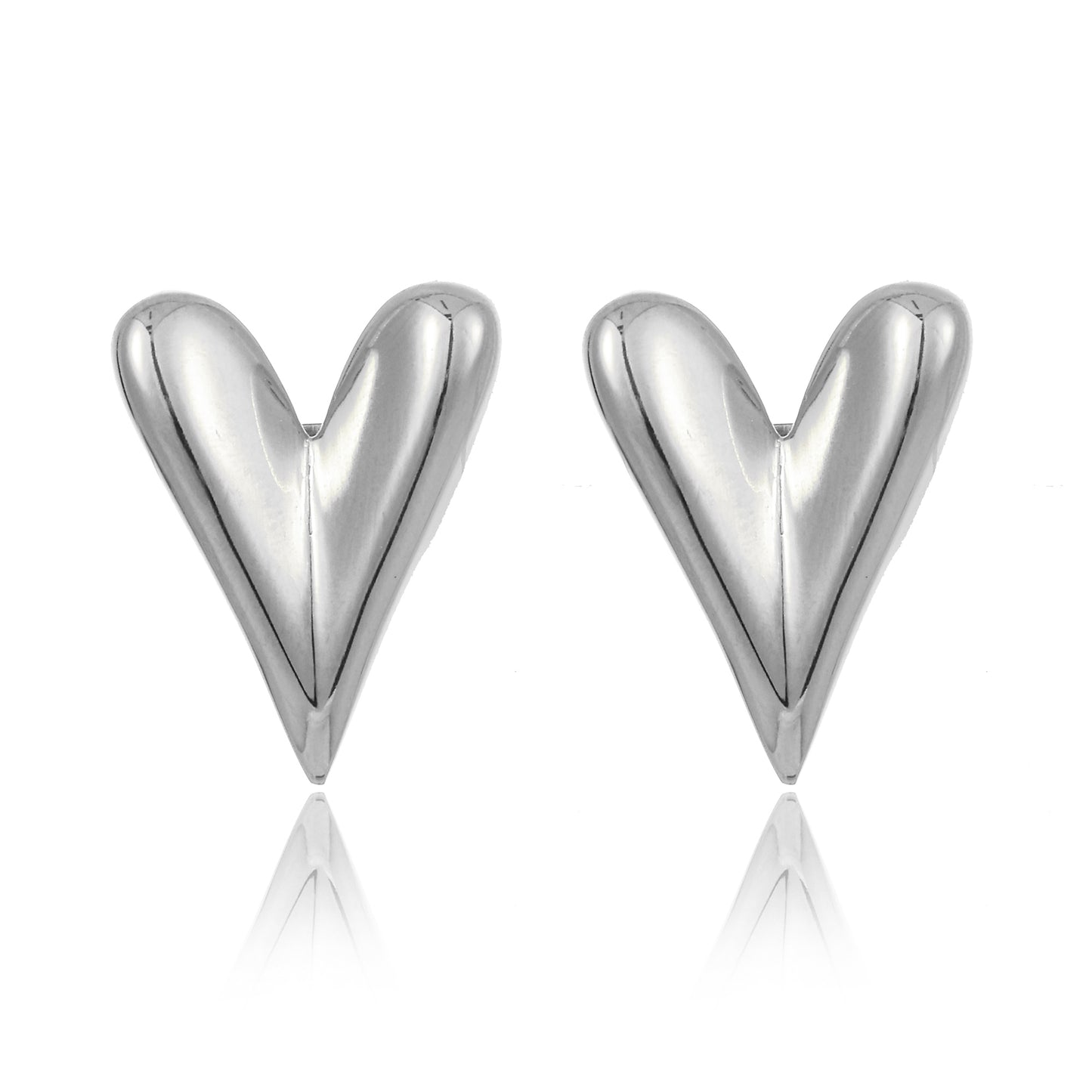 MY1588 Stainless Steel Heart-Shaped Earrings Plated with Real Gold