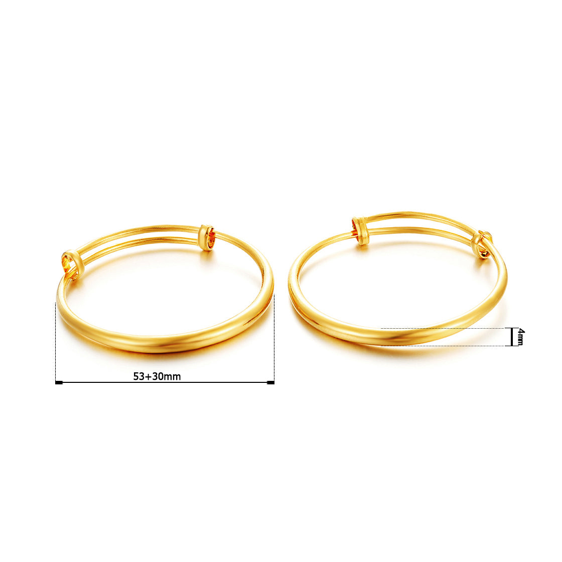 Baby Bracelets for infant 2pcs/lot 18K Gold Plated Kids Glossy Expandable Charm Bangles &bracelets toddlers jewelry