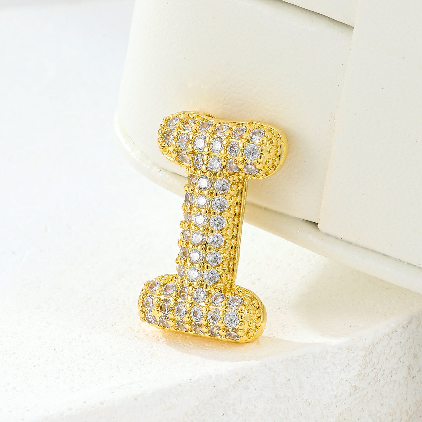 MY2044 Gold-Plated Copper Alphabets Pendants with Zircon Design