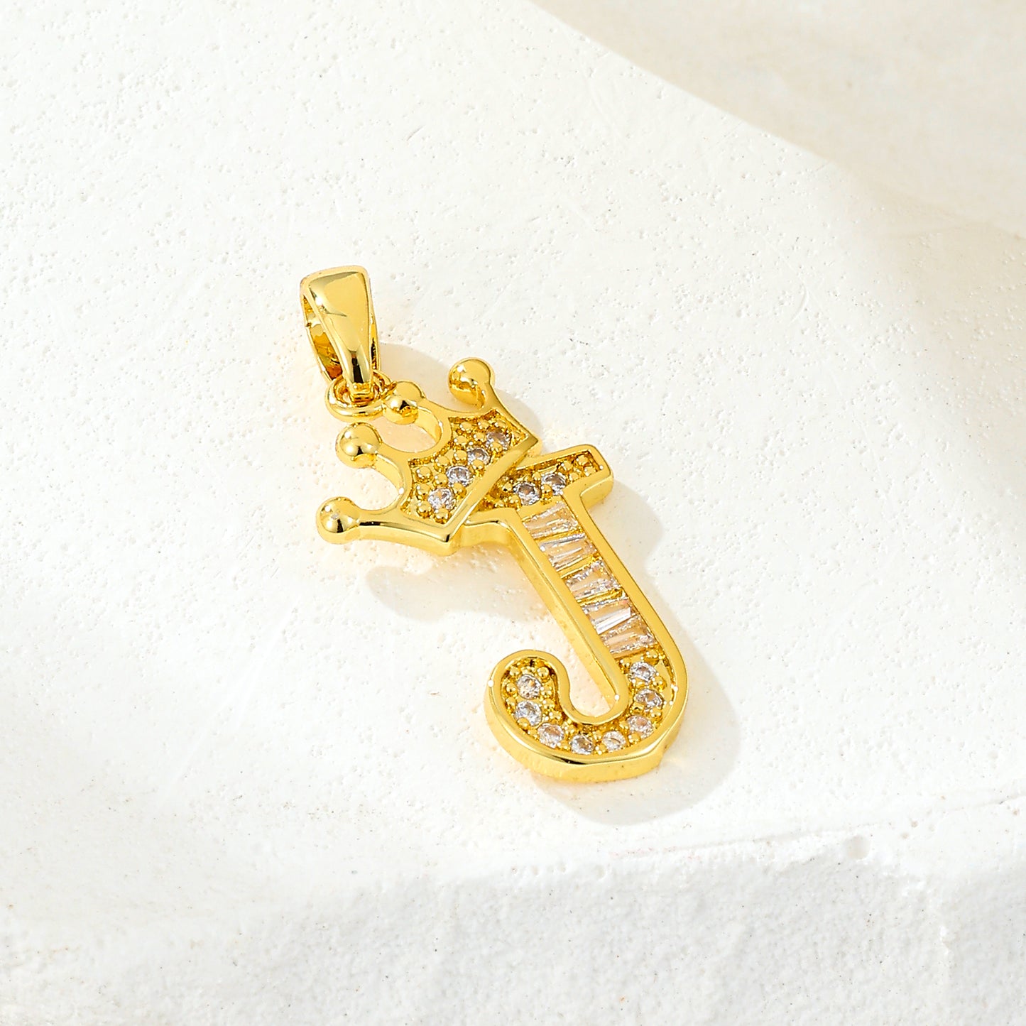 MY2043 Gold-Plated Copper Alphabets Pendants with Crown Design