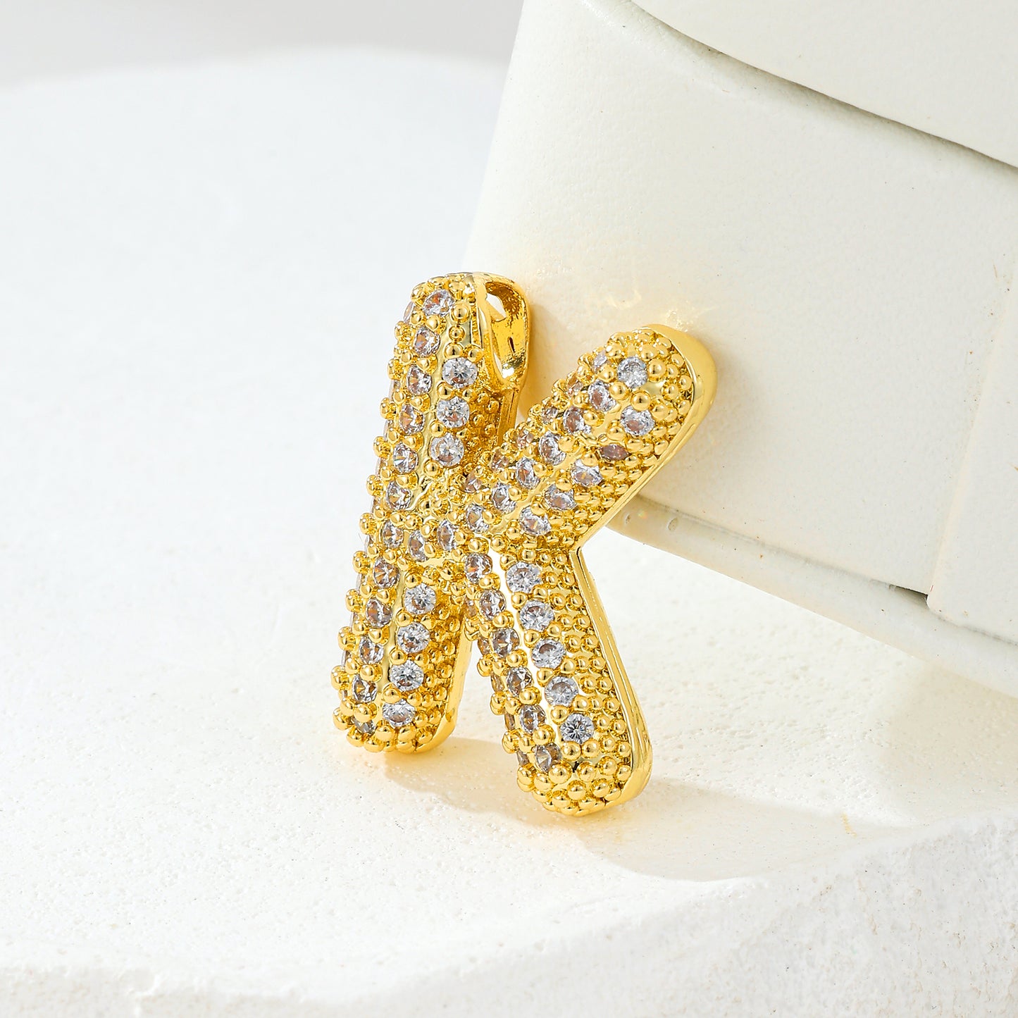 MY2044 Gold-Plated Copper Alphabets Pendants with Zircon Design