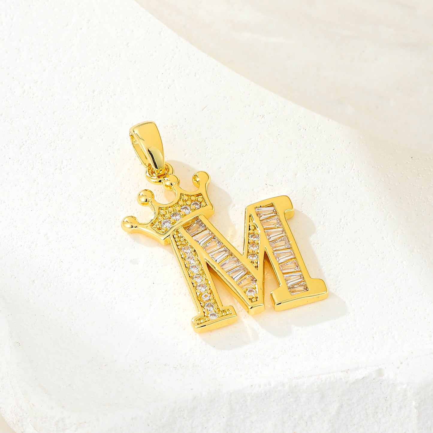 MY2043 Gold-Plated Copper Alphabets Pendants with Crown Design