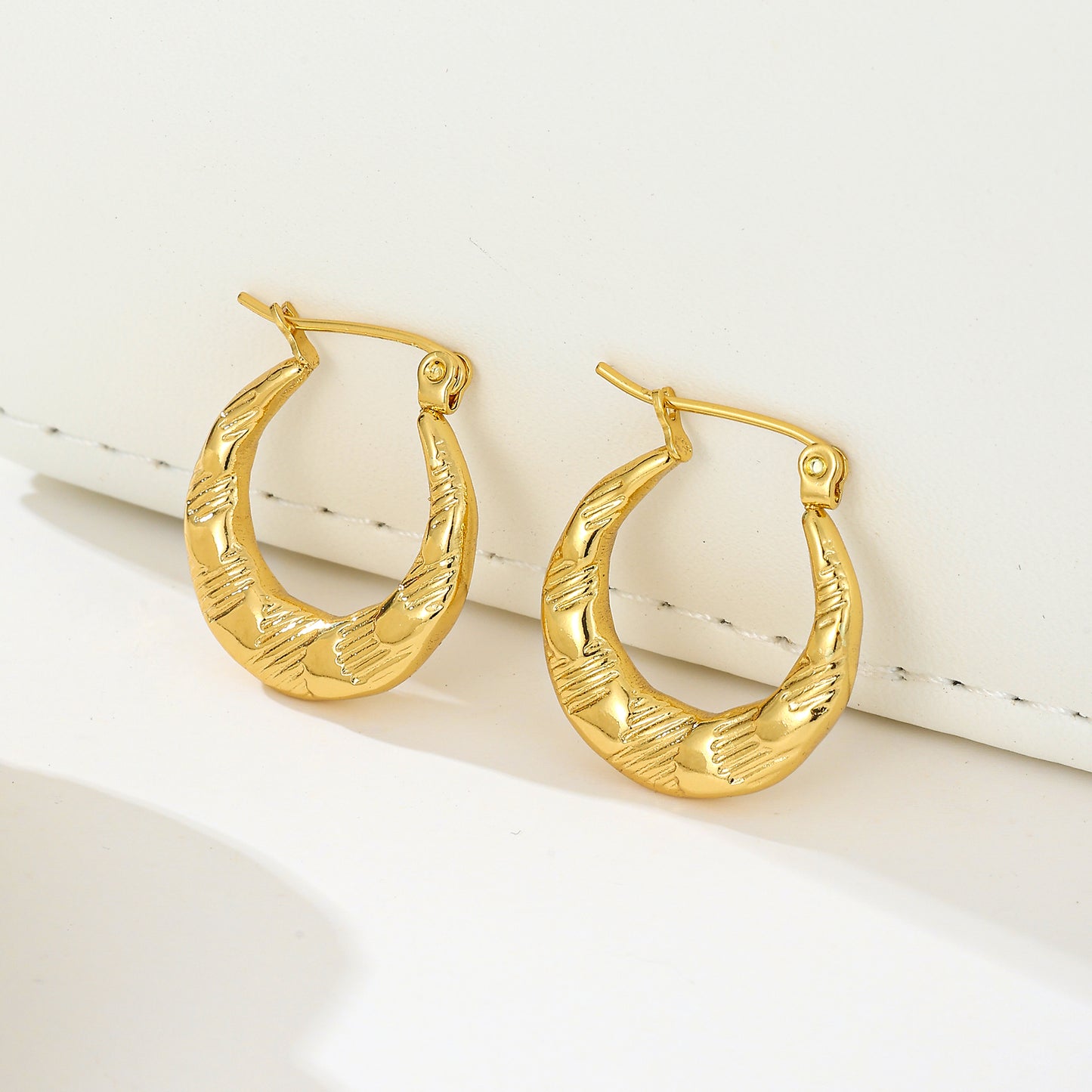 MY2011 Stainless Steel Hoop Earrings Plated with Real Gold