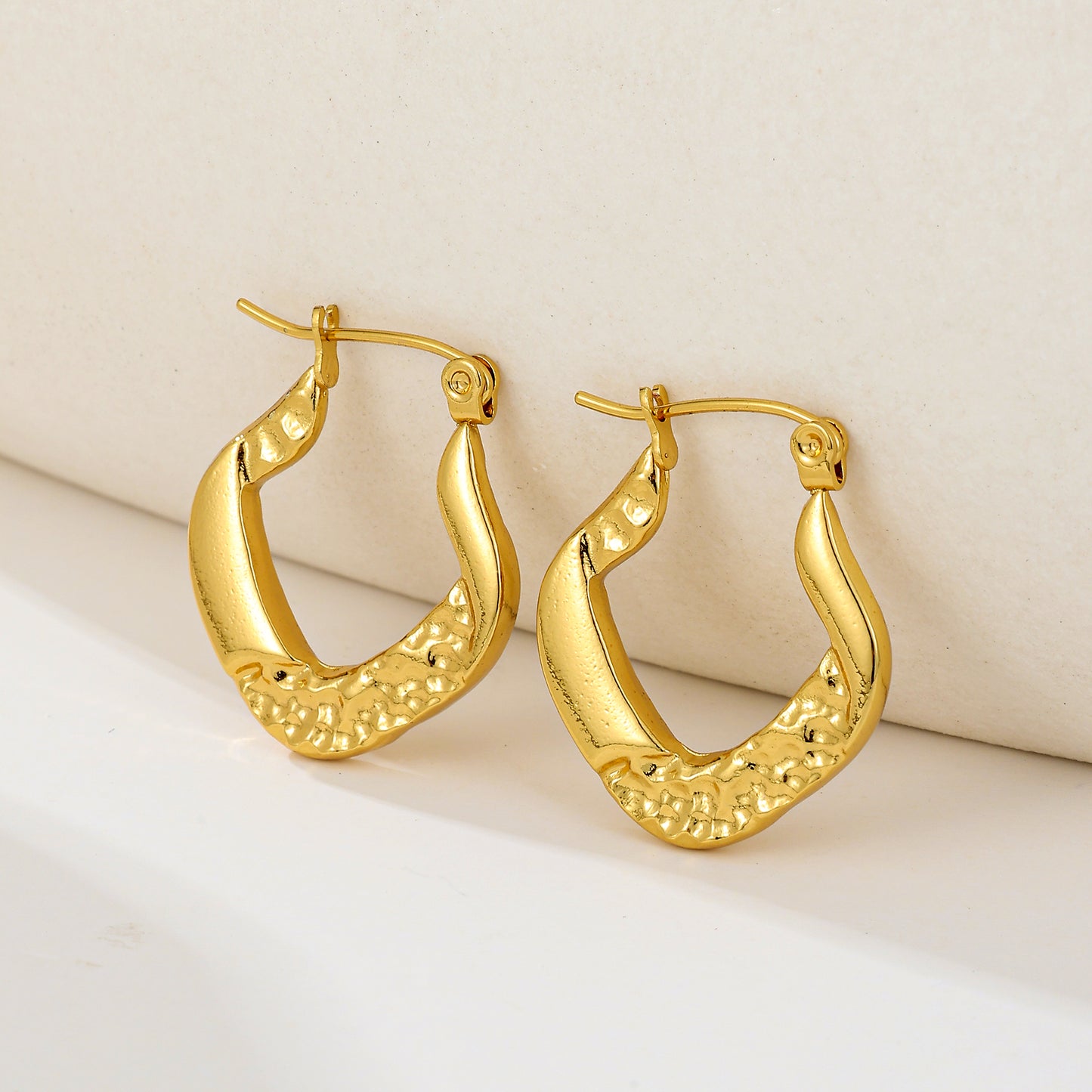 MY2033 Stainless Steel Hoop Earrings Plated with Real Gold