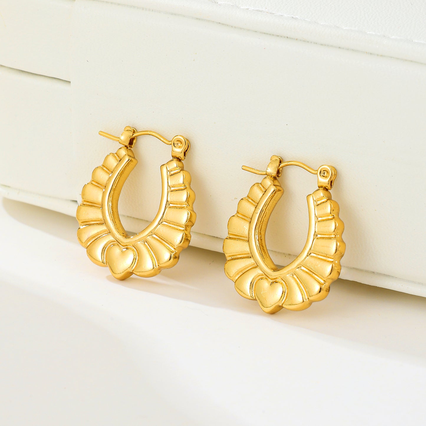 MY2039 Stainless Steel Hoop Earrings Plated with Real Gold