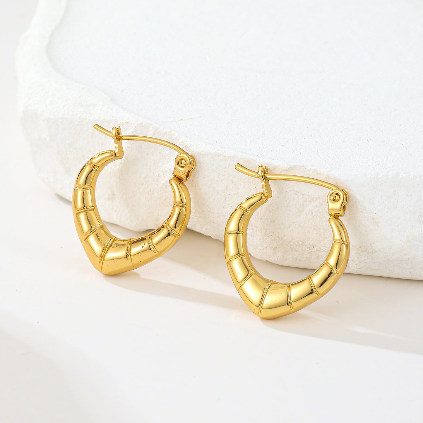 MY2041 Stainless Steel Hoop Earrings Plated with Real Gold