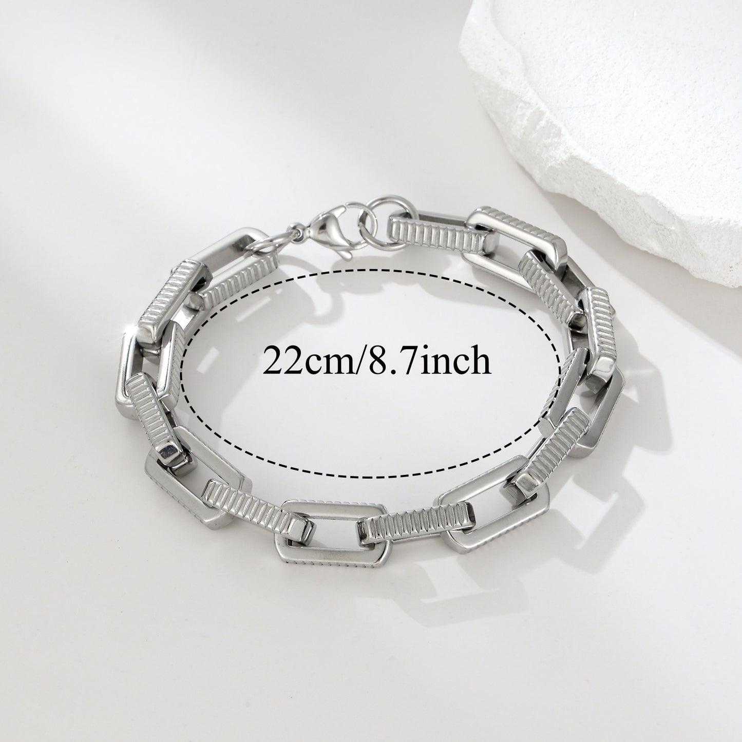 MY2103 Stainless Steel Fixed Size Bracelet with Lengthened Cross Chain Design