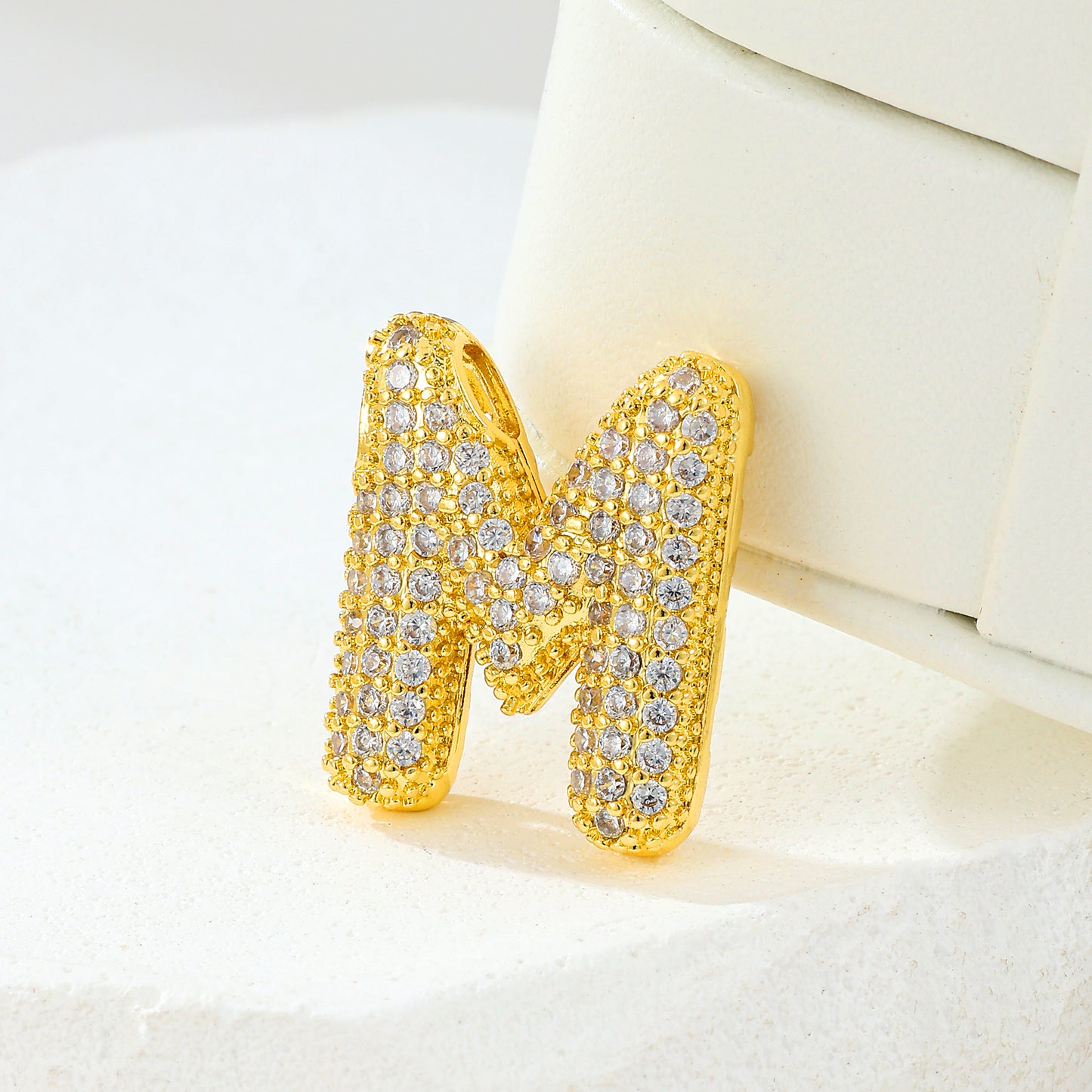 MY2044 Gold-Plated Copper Alphabets Pendants with Zircon Design