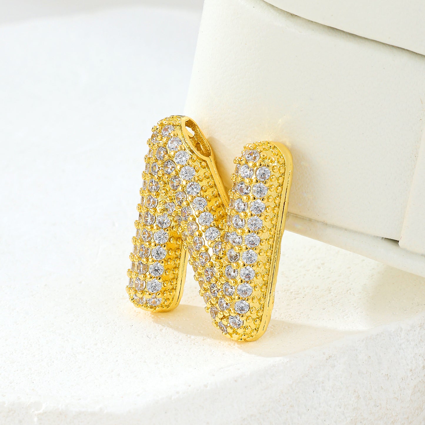 MY2044 Gold-Plated Copper Alphabets Pendants with Zircon Design