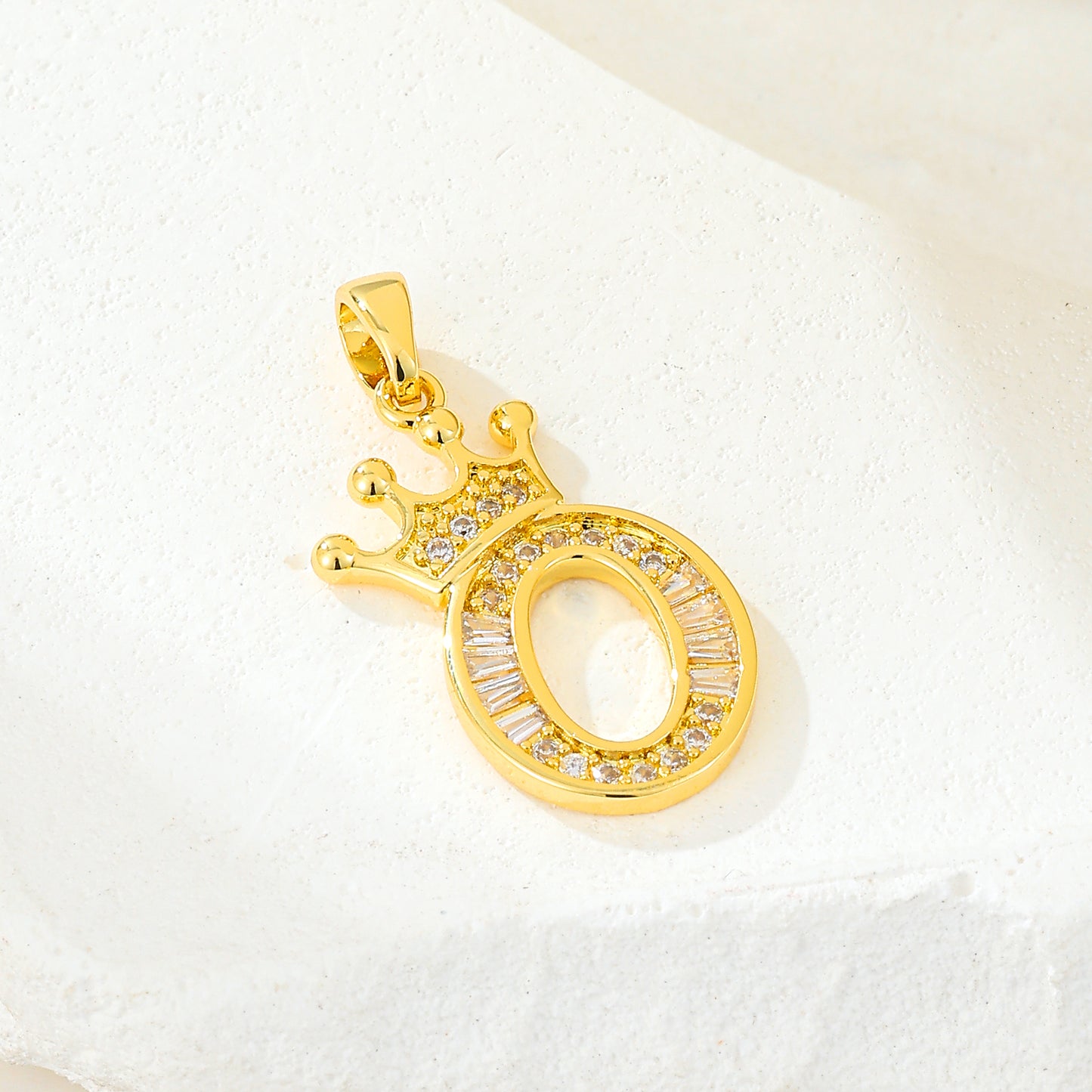 MY2043 Gold-Plated Copper Alphabets Pendants with Crown Design