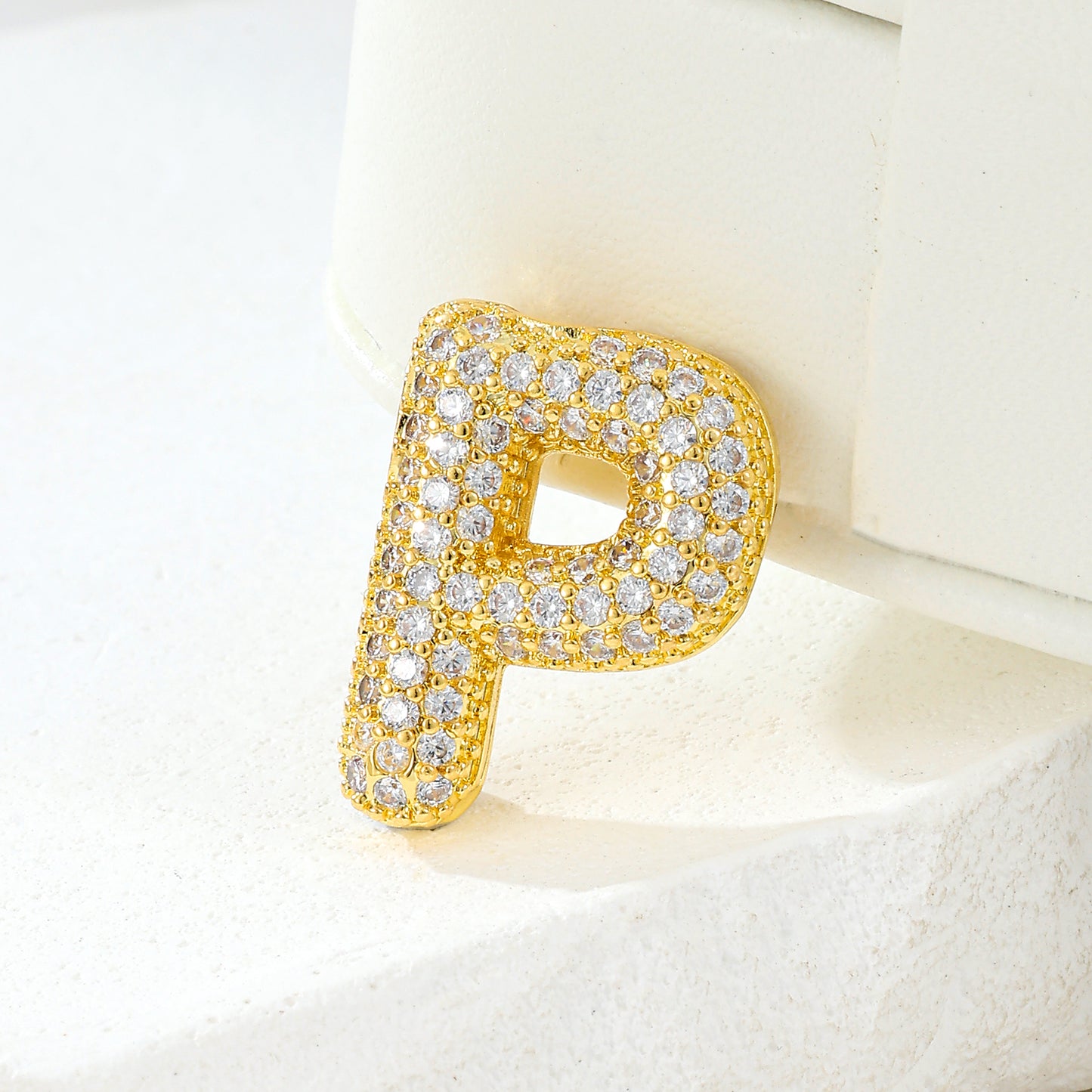 MY2044 Gold-Plated Copper Alphabets Pendants with Zircon Design