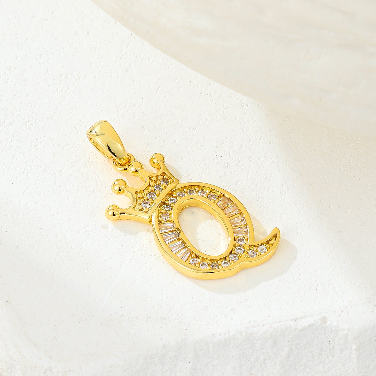 MY2043 Gold-Plated Copper Alphabets Pendants with Crown Design