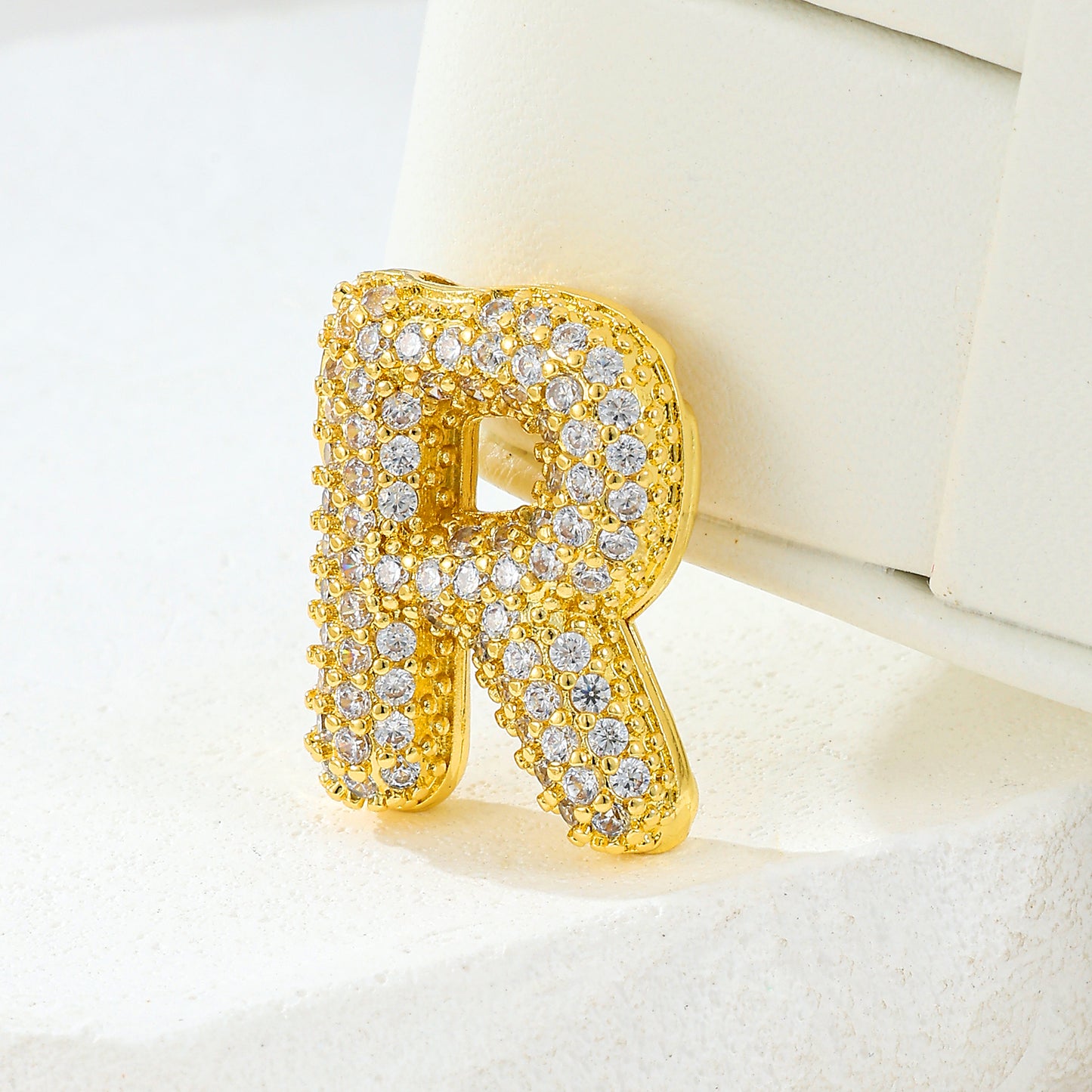 MY2044 Gold-Plated Copper Alphabets Pendants with Zircon Design