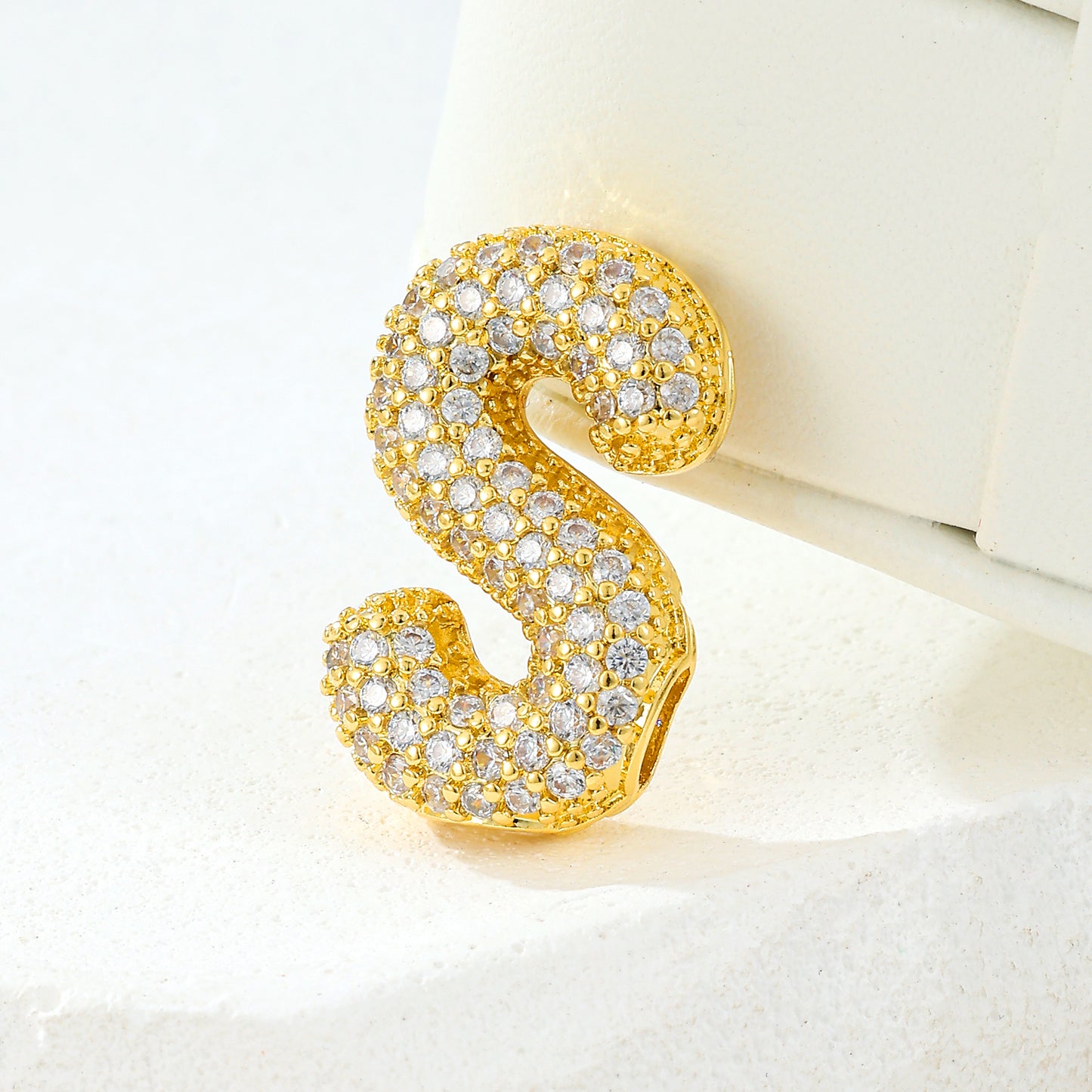 MY2044 Gold-Plated Copper Alphabets Pendants with Zircon Design