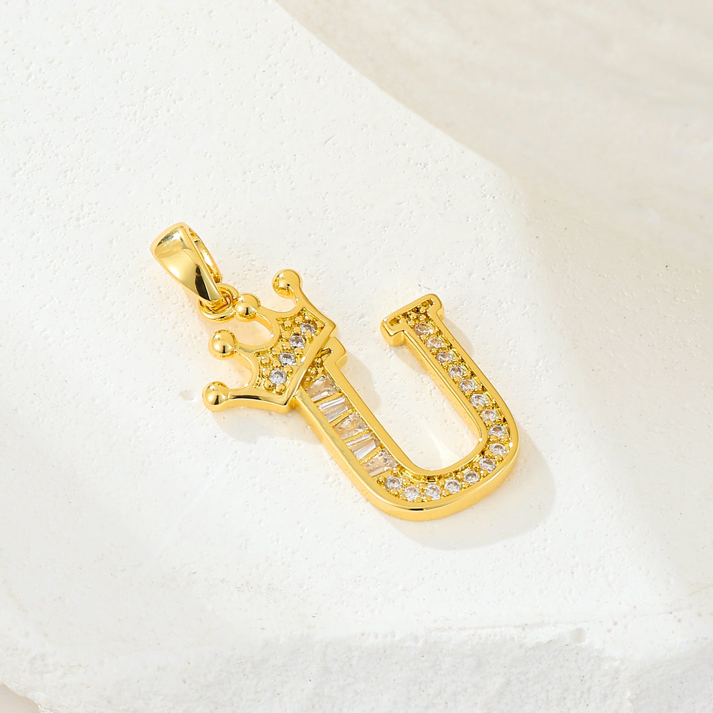 MY2043 Gold-Plated Copper Alphabets Pendants with Crown Design